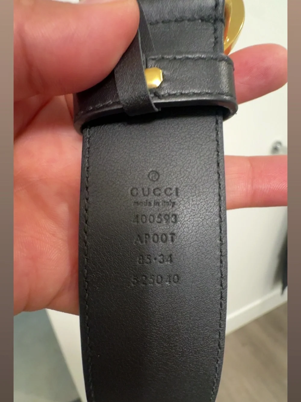 Gucci Black Leather Belt with Gold Double G Buckle
